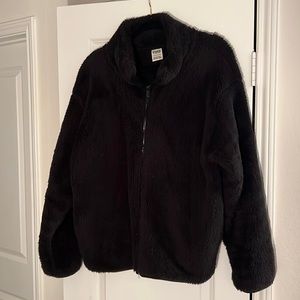 PINK Sherpa Fleece soft black zip up jacket XL